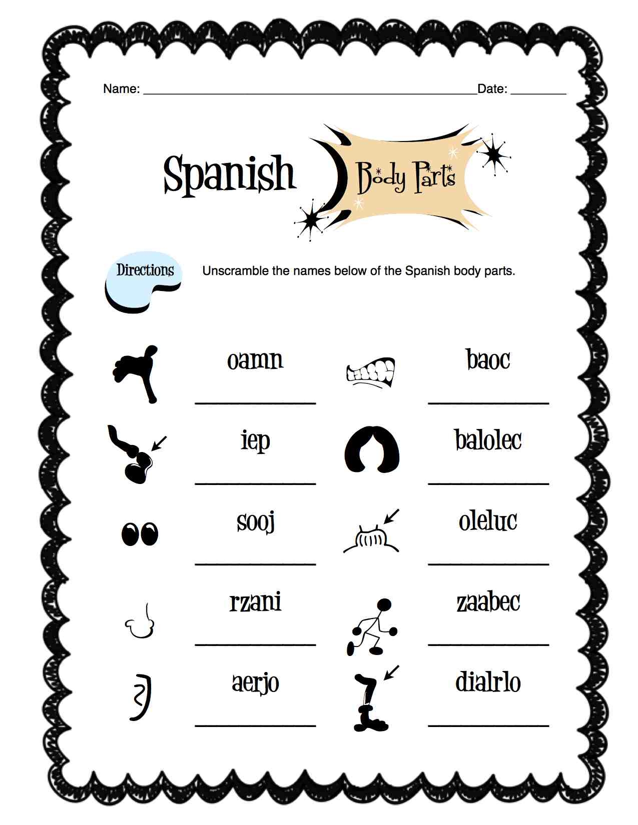 Spanish Beach Words Vocabulary Word List Worksheet Answer Key Made By Teachers