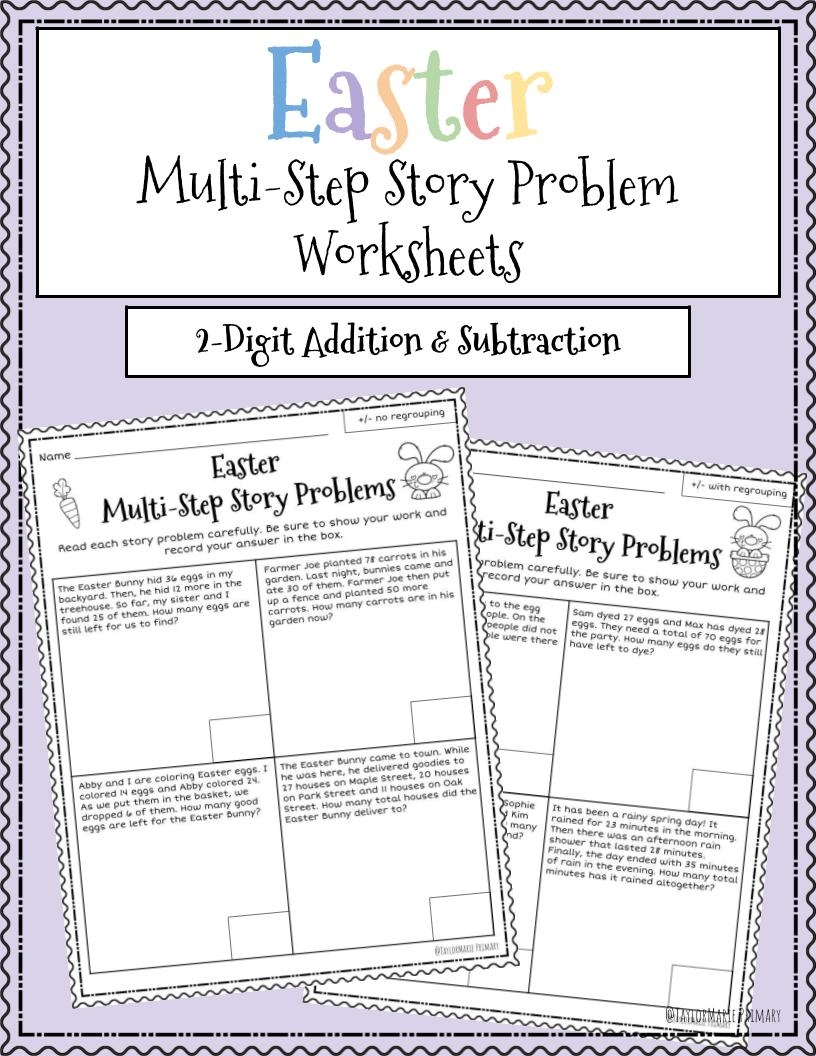 Spring Easter Multi Step Word Problems Worksheets 4 Pack Addition Subtraction Made By Teachers Spring Easter Multi Step Word Problems Worksheets 4 Pack Addition Subtraction Made By Teachers