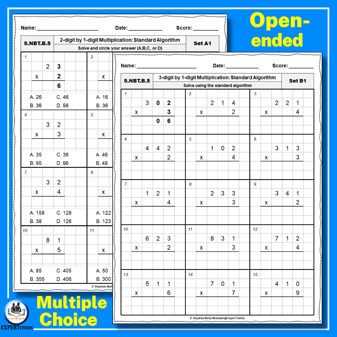 Standard Algorithm Long Multiplication Worksheets Bundle Made By Teachers Standard Algorithm Long Multiplication Worksheets Bundle Made By Teachers