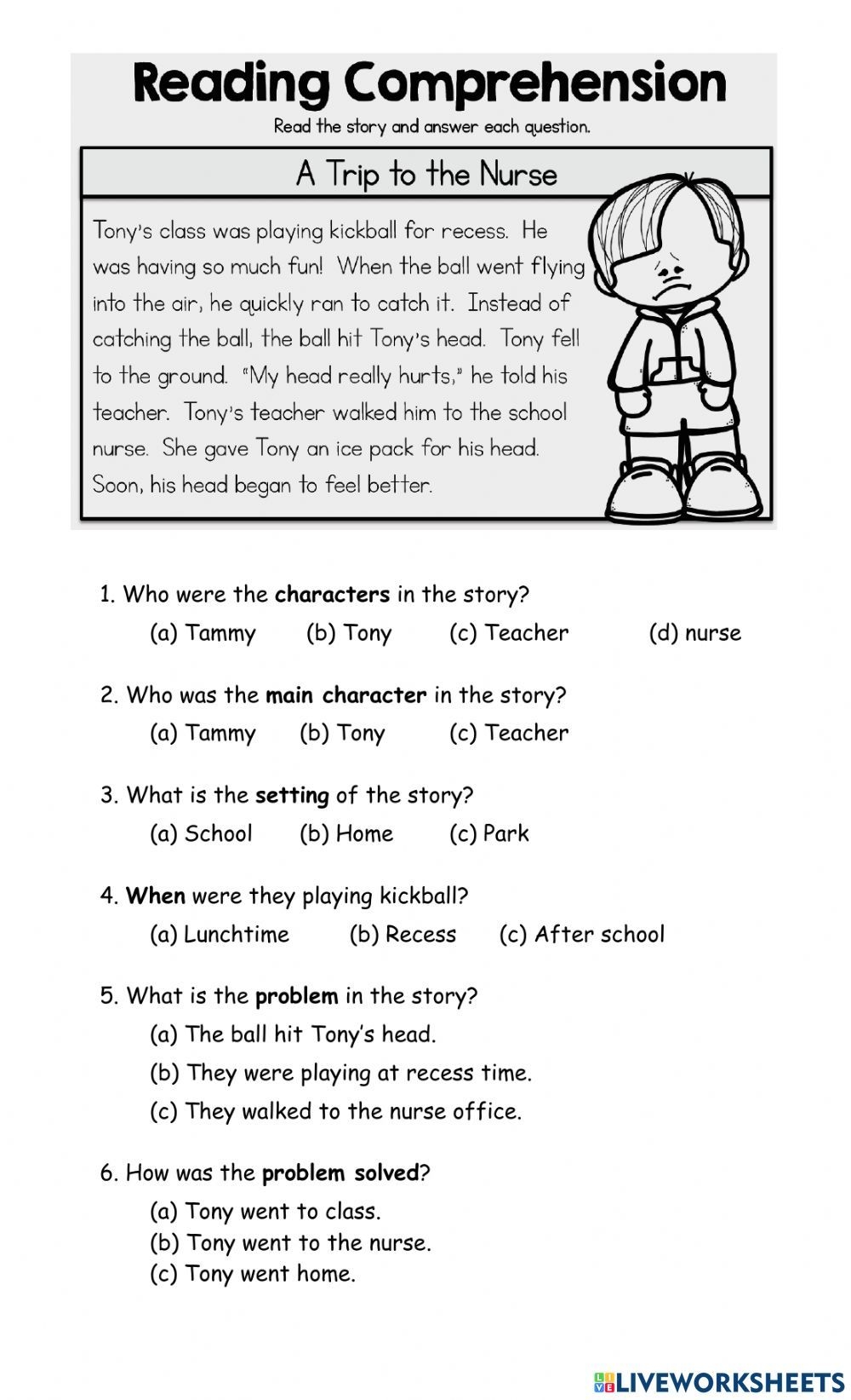 Story Elements A Trip To The Nurse Worksheet Story Elements Exercise For 3 Worksheets Library