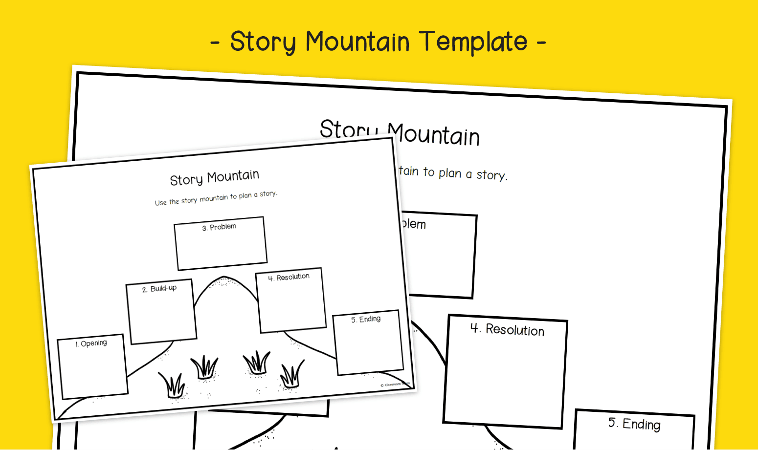 Story Mountain 5 Part Story Planning Worksheet Template In Black White KS1 KS2 Primary Writing Composition Worksheets