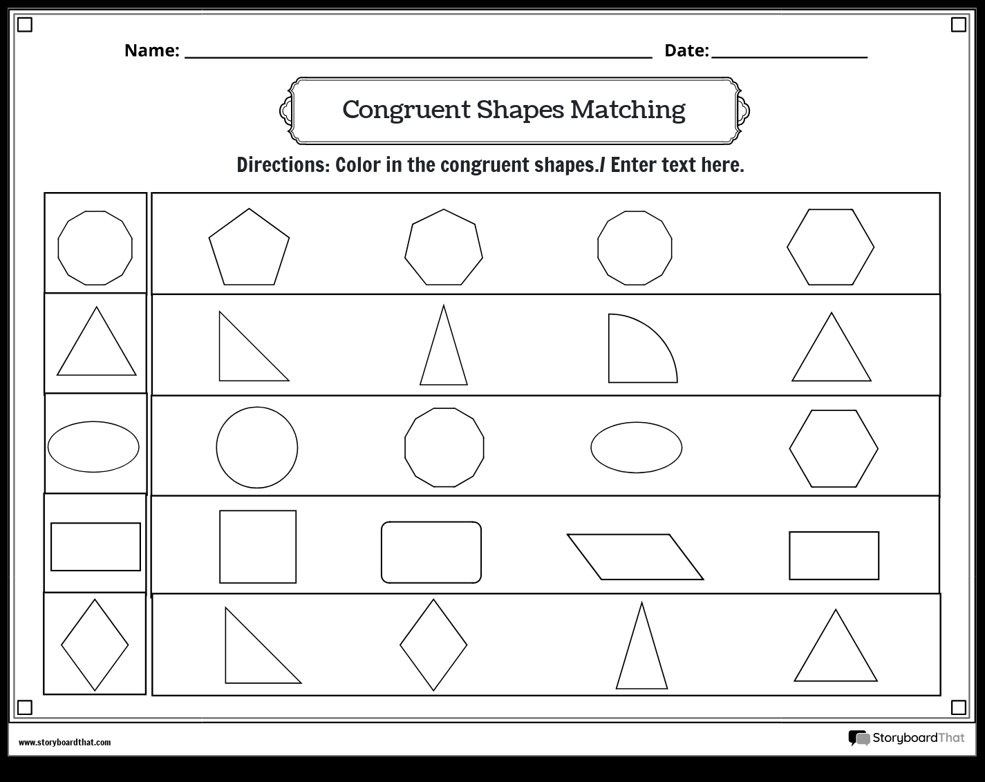 Storyboard That Congruent Shapes Worksheets For Teachers