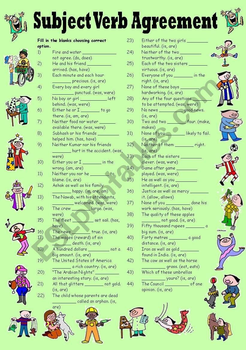 Subject Verb Agreement Editable With Answers ESL Worksheet By Vikral Subject Verb Agreement Editable With Answers ESL Worksheet By Vikral