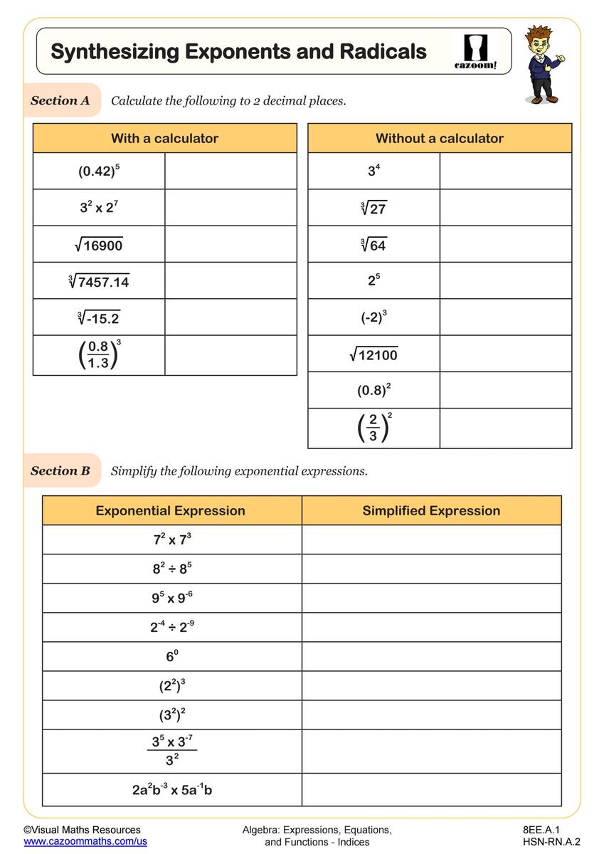 Synthesizing Exponents And Radicals Worksheet 8th Grade PDF Worksheets Cazoom Math Synthesizing Exponents And Radicals Worksheet 8th Grade PDF Worksheets Cazoom Math