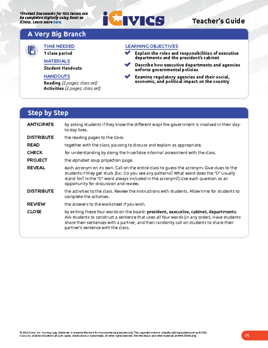 Teacher S Guide To A Very Big Branch CIVICS Key Concepts Activities Studocu Teacher S Guide To A Very Big Branch CIVICS Key Concepts Activities Studocu
