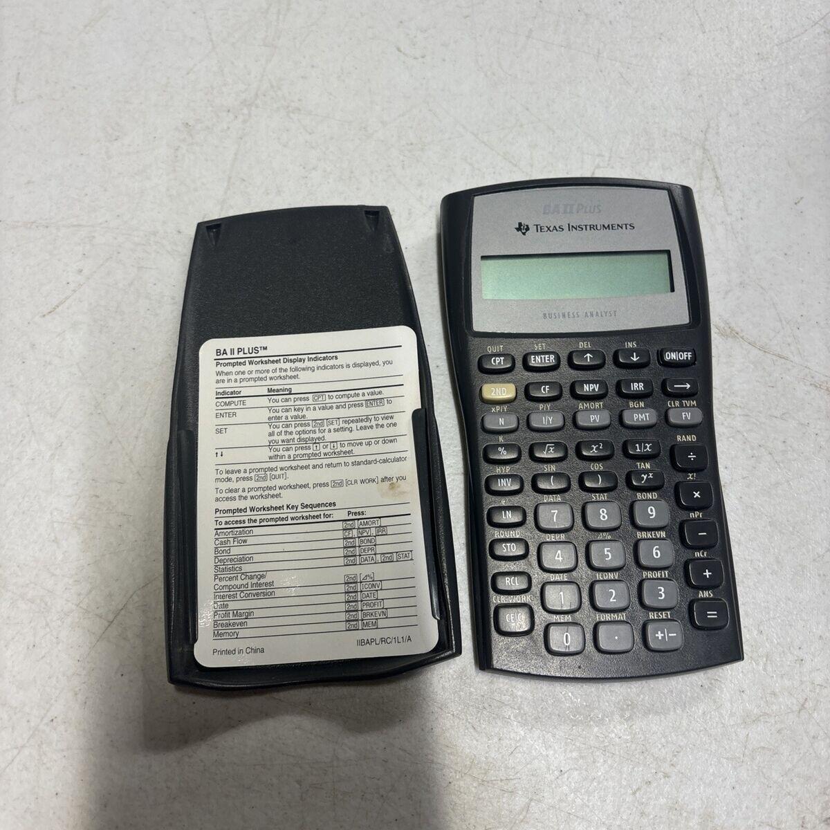 Texas Instruments BA II 2 Plus Calculator Cover Business No Batteries G2 EBay