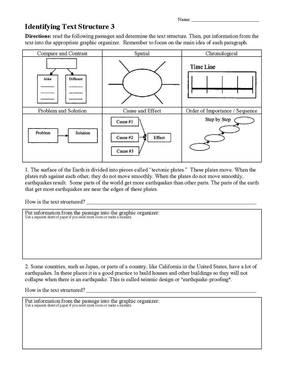 Text Structure Worksheet 3 Reading Activity Text Structure Worksheet 3 Reading Activity
