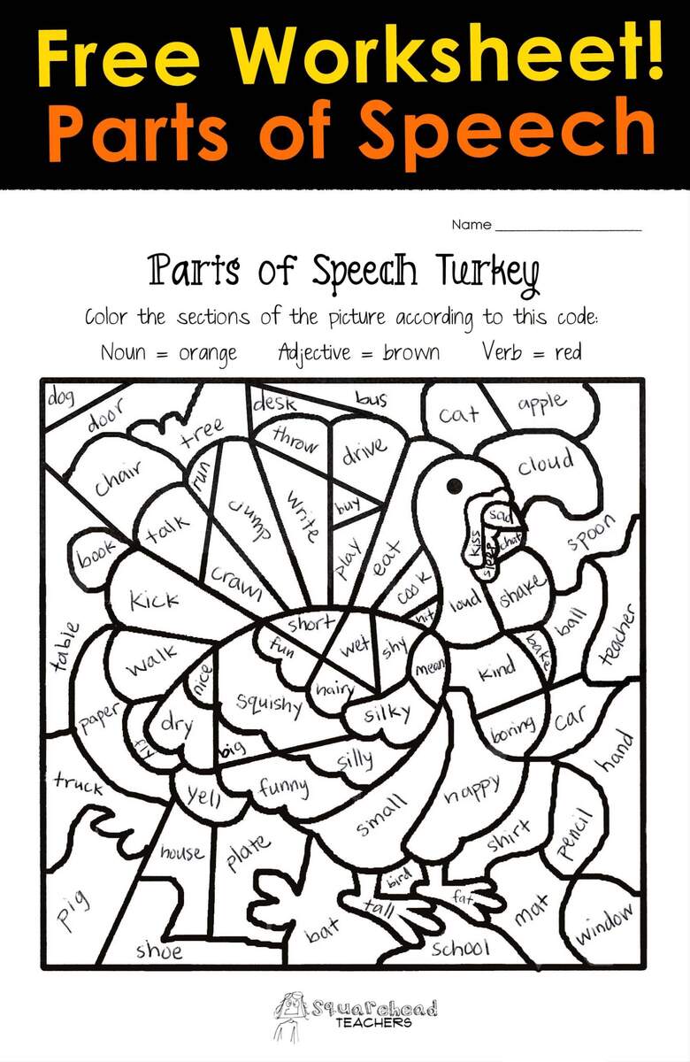 Thanksgiving Parts Of Speech Worksheet Squarehead Teachers Thanksgiving Parts Of Speech Worksheet Squarehead Teachers
