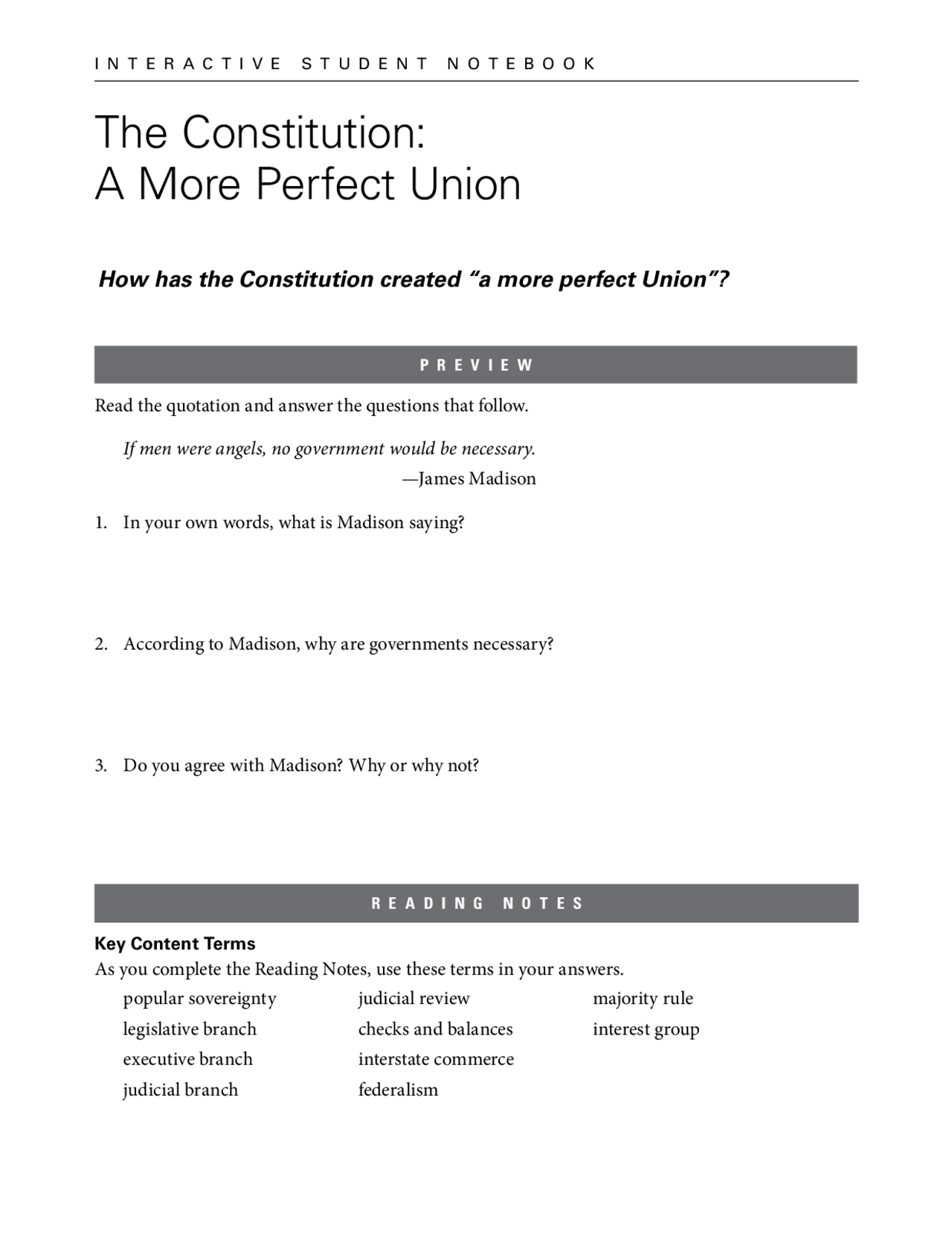 The Constitution A More Perfect Union Worksheet With Questions Exercises Constitutional Law Docsity The Constitution A More Perfect Union Worksheet With Questions Exercises Constitutional Law Docsity