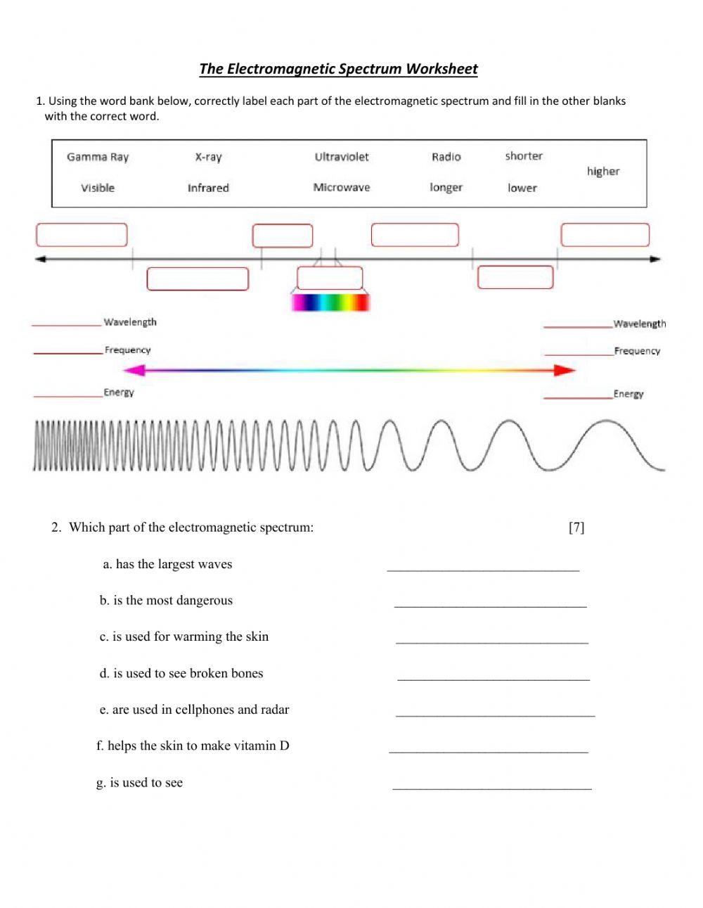 The Electromagnetic Spectrum Online Exercise For Worksheets Library The Electromagnetic Spectrum Online Exercise For Worksheets Library