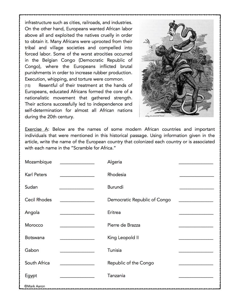The Scramble For Africa World History Text And Assessment Classful