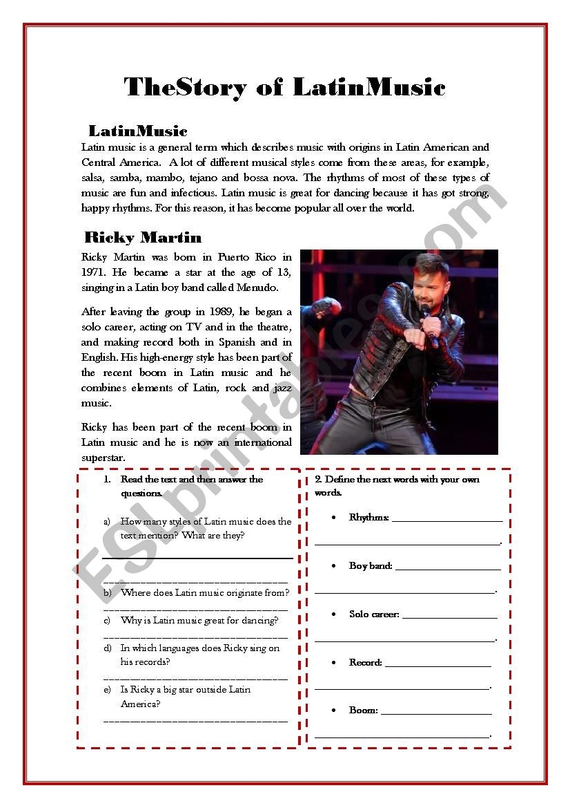 The Story Of The Latin Music ESL Worksheet By Mtess The Story Of The Latin Music ESL Worksheet By Mtess