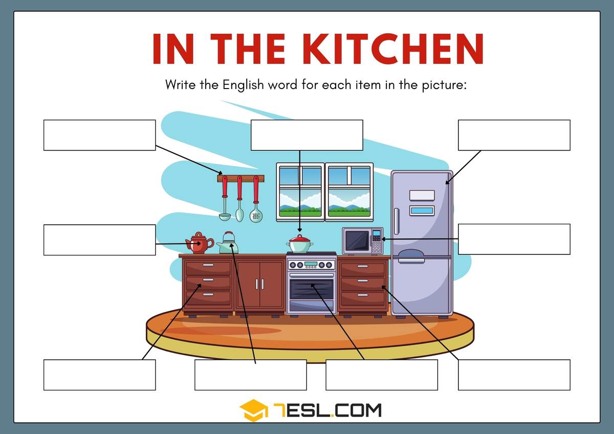 Things In The Kitchen Worksheets For Kindergarten 7ESL