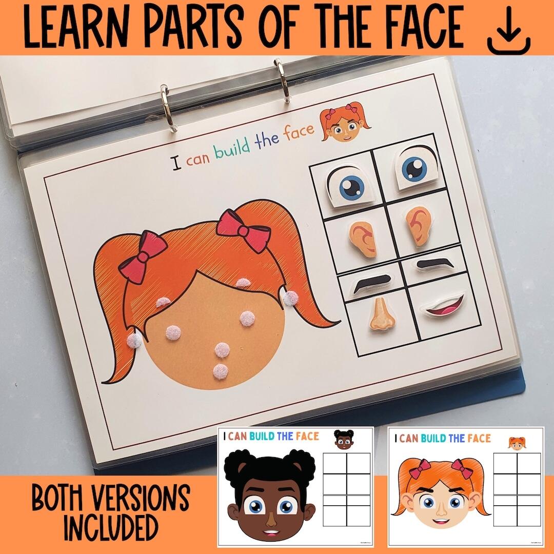 Toddler Busy Book Activity Preschool Curriculum Parts Of The Face Matching Body Parts Montessori Activities Preschool Worksheets Toddler Etsy Israel