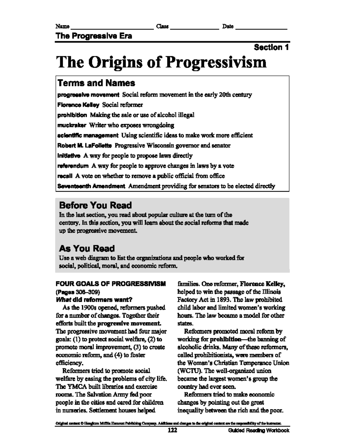Topic 7 Guided Reading The Progressive Era Sections 1 4 Studocu