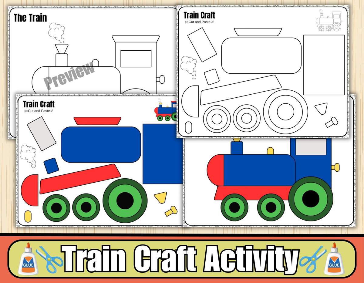 Train Craft Activity Printable Cut And Paste Transportation Craft For Kids Teaching Resources