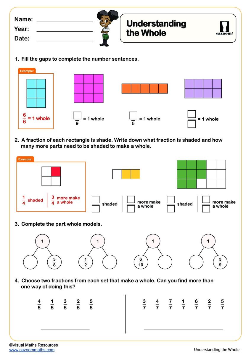 Understanding The Whole Worksheet PDF Printable Number Worksheets Understanding The Whole Worksheet PDF Printable Number Worksheets