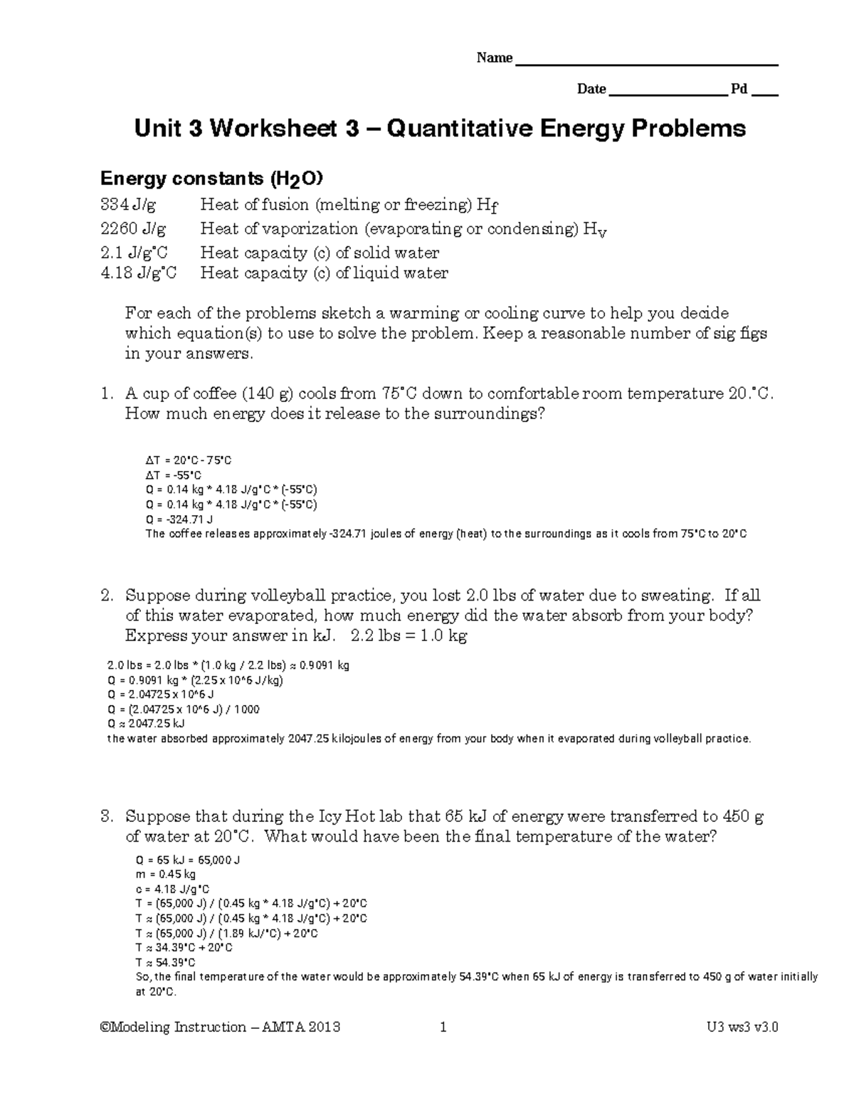 Unit 3 Worksheet 3 Quantitative Energy Problems Energy Transfer Studocu Unit 3 Worksheet 3 Quantitative Energy Problems Energy Transfer Studocu