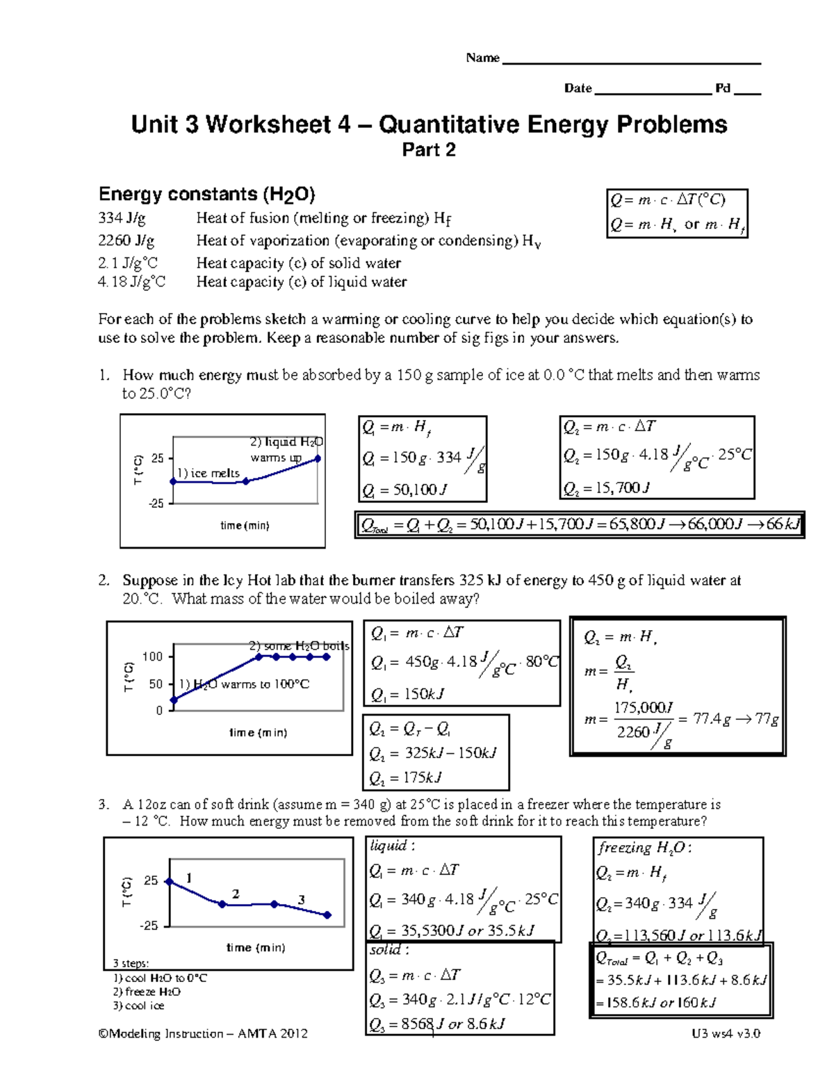 Unit 3 WS4 Quantitative Energy Problems In General Chemistry Studocu Unit 3 Worksheet 4 Quantitative Energy Problems