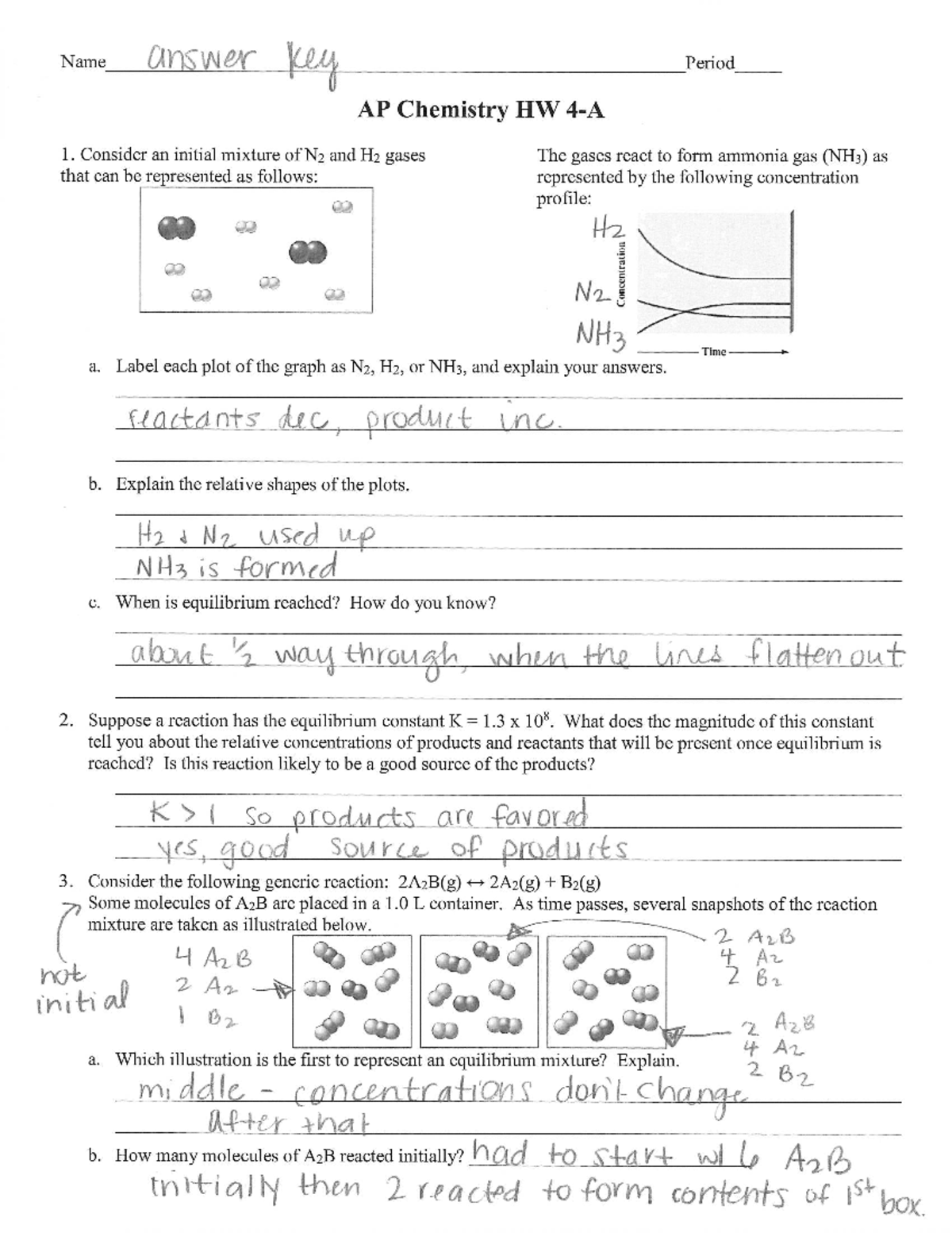 Unit 4 Equilibrium HW Answers AP Chemistry Period 1 Studocu