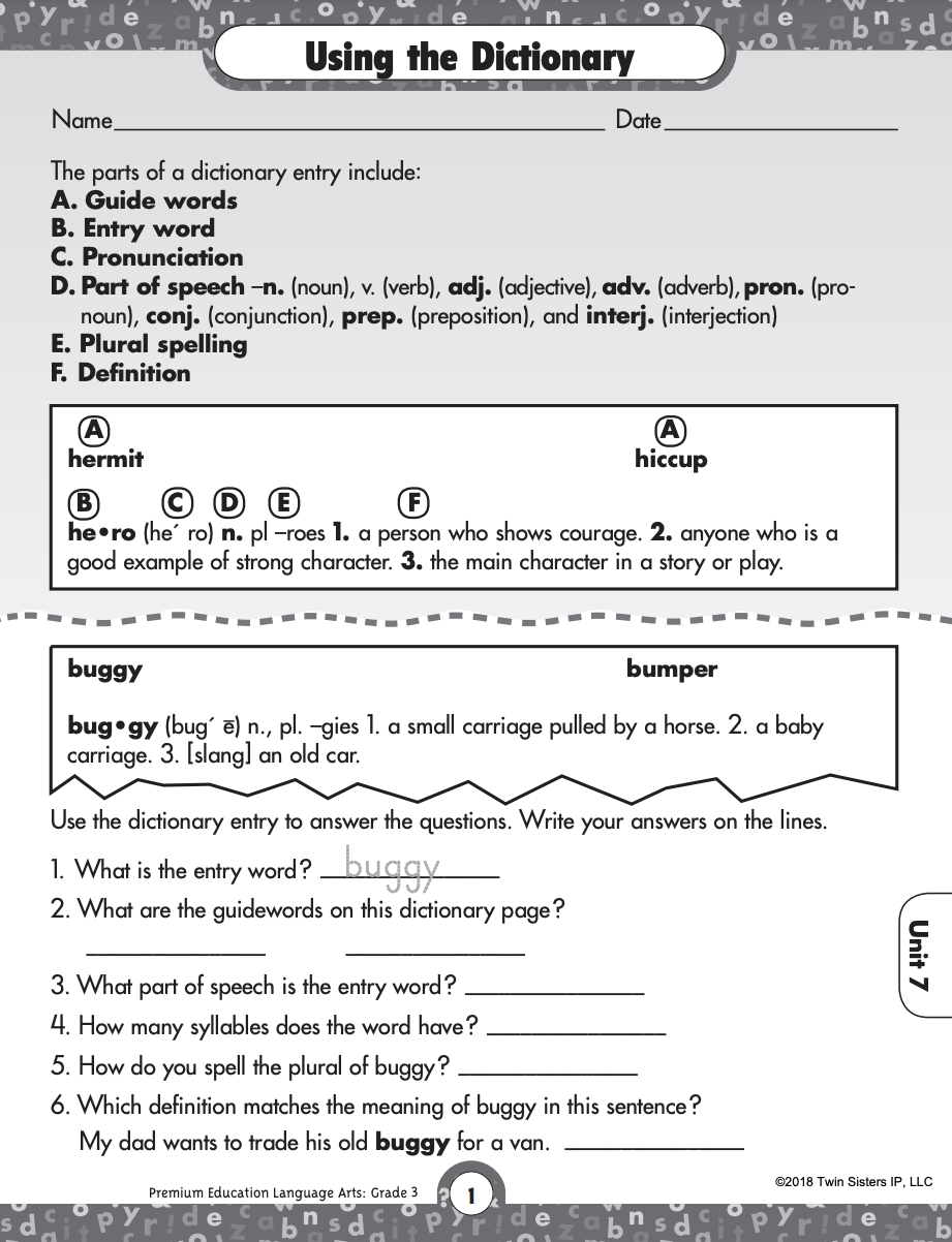 Using A Dictionary Printable Workbook By Teach Simple Dictionary Skills Worksheets Teach Beside Me
