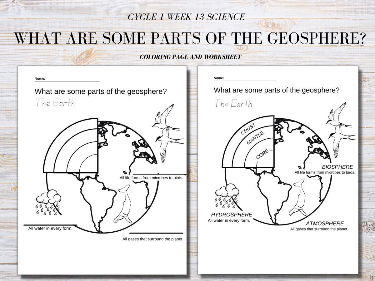 What Are Some Parts Of The Geosphere Coloring Sheet Worksheet Cycle 1 Week 13 Science CC Printable Etsy Hong Kong