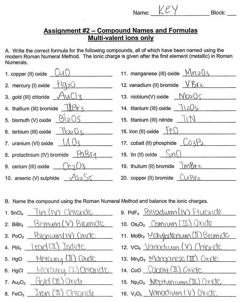 Writing Ionic Formulas Worksheet Writing Ionic Formulas Worksheet