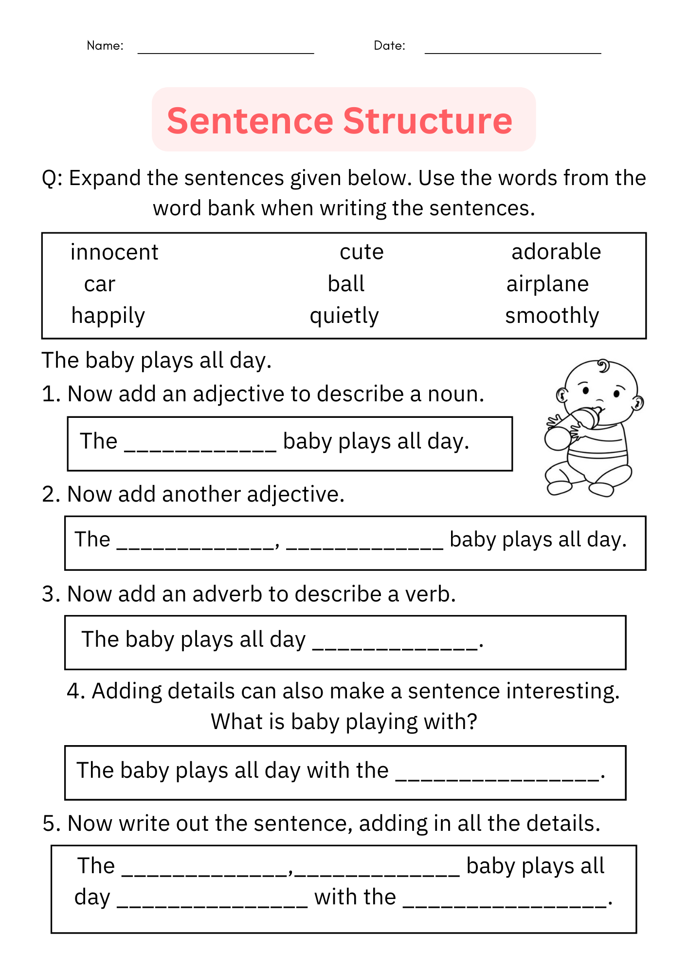Writing Sentences Sentence Structure Worksheet Digital Printable For Grade 1 Made By Teachers Writing Sentences Sentence Structure Worksheet Digital Printable For Grade 1 Made By Teachers